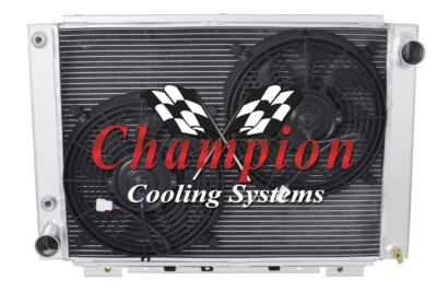 3 Row Supply Champion Radiator W/ 2 12" Fans for 1964 1965 1966 Ford Thunderbird - Image 1 of 4