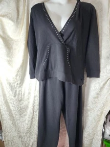 FASHION BUG 2 PC SWEATSHIRT OUTFIT WITH RHINESTONE TRIM, HOODED 18/20W 5260 - Picture 1 of 11