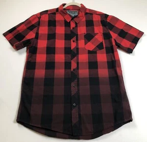 Master Piece Button Up Shirt Men’s 2XL XXL Black Red Buffalo Check Ombre Cotton - Picture 1 of 8