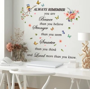 Flower Butterfly Wall Sticker Bird Inspirational Quote Wall Decal Wall Decor - Picture 1 of 4