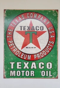 Letrero de metal estaño Texaco Motor Oil The Texas Company 16 pulgadas - Imagen 1 de 1