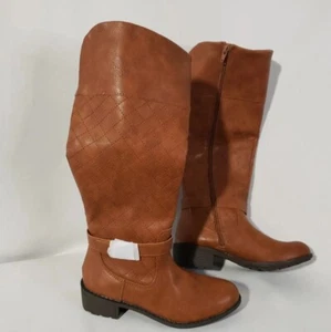 Sz 6 Medium St John’s Bay Boots - Quilted Tall Boots - Brown/Cognac - NEW - Picture 1 of 5