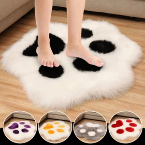 Cute Cat Paw Plush Chair Seat Cushion Shaggy Fluffy Area Rug Carpet Floor Mat - Picture 1 of 18