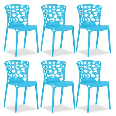 6 Chaises de jardin bistrot en bleu chaise design empilable cuisine Homestyle4u - Photo 1/4