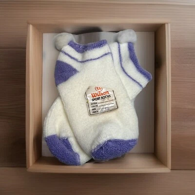 VTG Orlon Wilson Socks 80's 9-11 NOS Ankle Low Cut Terry Purple 90s - Image 1 of 4