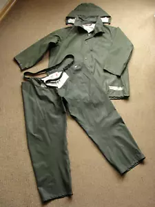 SWEDISH ARMY VINTAGE SET OF HOODED RAIN OVER JACKET & CHAPS MEN'S 180/95 XL-XXL - Picture 1 of 24
