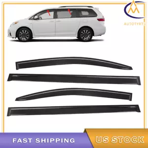 4Pcs Window Visor Sun Vent Rain Guard Deflector For 2011 2012-2019 Toyota Sienna - Foto 1 di 11
