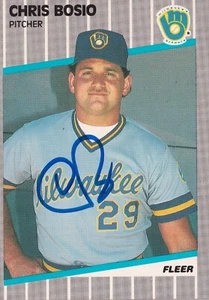 CHRIS BOSIO SIGNED AUTO'D 1989 FLEER CARD #179 MILWAUKEE BREWERS CHICAGO CUBS - Picture 1 of 3