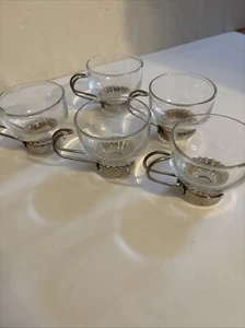 Set Of Five Clear Glass Vintage Italian Espresso Cups - Picture 1 of 9