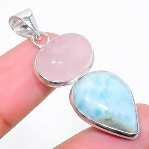 Natürlicher Larimar Edelstein 925 Sterlingsilber Schmuck Anhänger Größe 2" - Bild 1 von 1