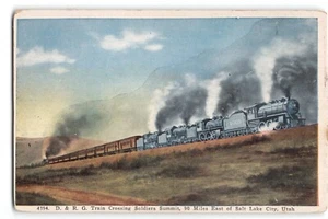 Postal D. & R. G. Train Crossing Soldiers Summit, Utah, Wasatch Range, años 1900 - Imagen 1 de 2