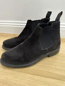 Vintage 80s 90s Black Suede Leather Chelsea Boots Size 8 Women’s - Picture 1 of 15