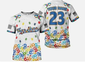 Custom Name Adult Autism Gift Shirt Men & Women, April Autism Awareness 3D Shirt - Picture 1 of 2