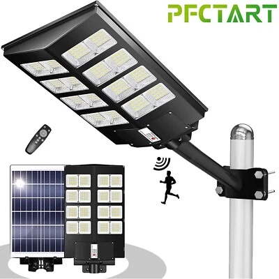 1000W LED Solar Flood Light Motion Sensor Security Wall Street Yard Outdoor Lamp - Image 1 of 4