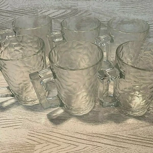 Arcoroc Pebbled Glass Mug Cobblestone Texture Clear Coffee Cup 6 Pcs France Vtg - Picture 1 of 12