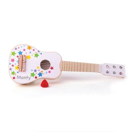 Guitare personnalisée enfant avec étoiles - blanche