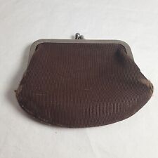 Vintage Brown Satin Change/Coin Purse With Kiss Lock