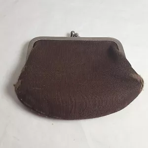 Vintage Brown Satin Change/Coin Purse With Kiss Lock - Picture 1 of 8