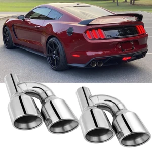 2.5" Inlet 4" Outlet H-Type Dual Exhaust Tips Pipes For Ford Mustang GT 5.0 V8 - Bild 1 von 15