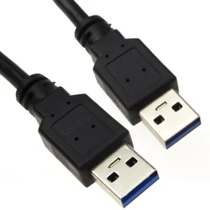 1m USB 3.0 SuperSpeed Type A Plug to A Plug Cable Lead Black - Picture 1 of 5