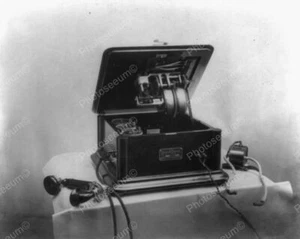 Antique Telegraphone With Headset 1900s 8x10 Reprint Of Old Photo - Picture 1 of 1