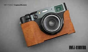 LIM'S Handgefertigte Echtleder Kamera Halb Tasche für FUJIFILM X100VI Cognac Braun - Bild 1 von 10