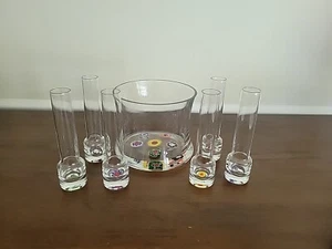 Murano Millefiori Ice Bucket Vodka Shooters Shot Glasses Chiller Set 🌺 Flowers - Picture 1 of 6