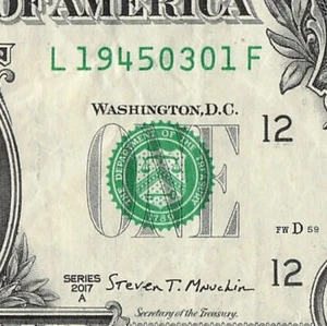 MARCH 01 1945 Birthday Date Note Fancy Serial Number One Dollar Bill 03 01 1945 - Picture 1 of 11