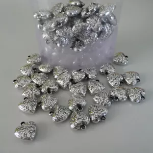 5 x Streudeko Herz Tischdeko für Taufe Hochzeit silber 3,5x3,5cm - Bild 1 von 4
