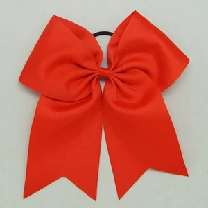 8 Inch Solid Colors Cheer Hair Bows with Elastic Band PonyTail Cheerleading CB01 - Picture 1 of 29