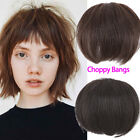 Remy Human Hair Extension Clip In Fringe Choppy Bangs Thin Hair Wispy Hairpiece