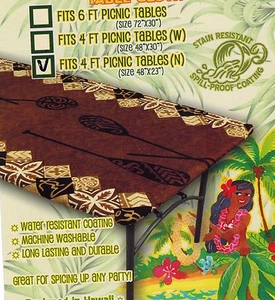 Hawaiian Fitted Tablecloth 4 x 2 feet picnic table Luau party cover ( 6 colors) - Picture 1 of 11
