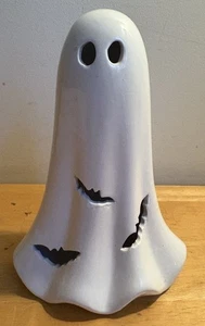 HALLOWEEN CERAMIC GHOST WHITE FIGURINE 8” TALL - Picture 1 of 8