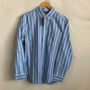 J Crew Jake Stripe Blue Broken-in organic cotton oxford shirt White Men's Medium - Picture 1 of 7