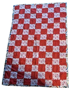 Vintage Hello Kitty Strawberry Wonder Woman Red Patchwork Quilt 56”x 38" - Picture 1 of 13