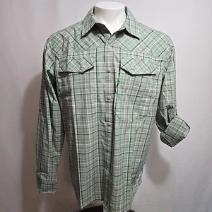 NWT Stio Eddy Drift Shirt Mens Size Large Sage Flats Plaid Green Snap Roll Tab - Picture 1 of 10