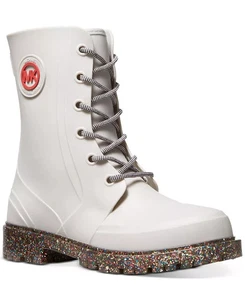 Michael KORS MONTAIGNE LOGO WARMTH LINING LACE UP RAIN BOOTS 8 11 I LOVE SHOES - Picture 1 of 6
