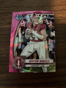2024 Bowman Chrome University Ashton Daniels Pink Wave Refractor Stanford QB 16 - Bild 1 von 2