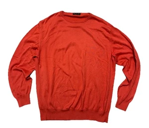 Men’s Loro Piana Cotton Crewneck Sweater Orange Size 56 Made In Italy - Picture 1 of 5
