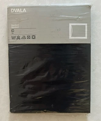 "Fundas de almohada estándar IKEA 100 % algodón DVALA, negras, juego de 2, NUEVAS 20"" X 30""" Foto 1 de 4