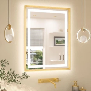 TETOTE Gold Badspiegel LED Leuchten 60x80cm Antibeschlag Wand Waschtisch Dim HSEGAR - Bild 1 von 9