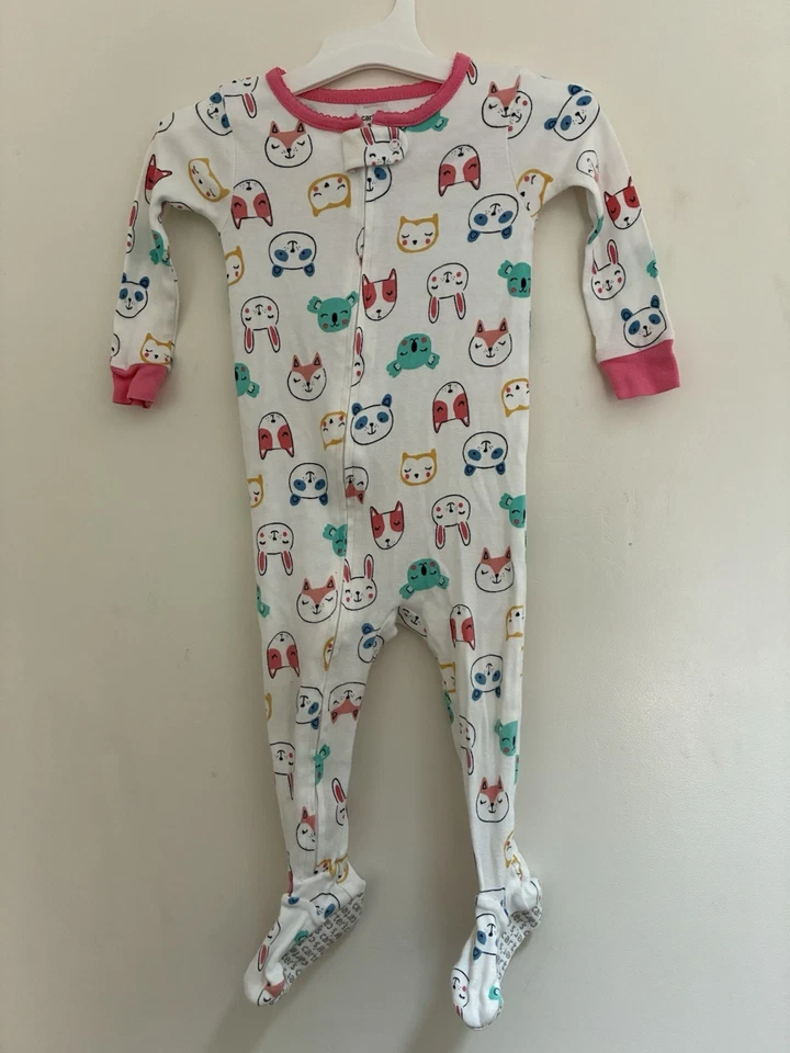 Carter's Bebé Niña 1 Pieza Lindo Colorido Animal Cremallera Manga Larga Pijamas Blanco 12M Foto 1 de 4