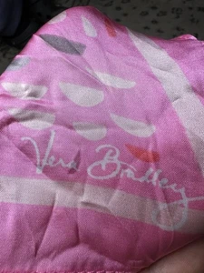 Vera Bradley Scarf Womens Square Floral Paisley Lightweight Satin Pink Gray Whit - Picture 1 of 3