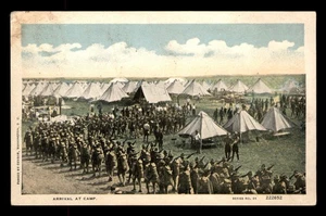 Ankunft im Lager Militärlager mit Zelten & Soldaten, Unp - Bild 1 von 2