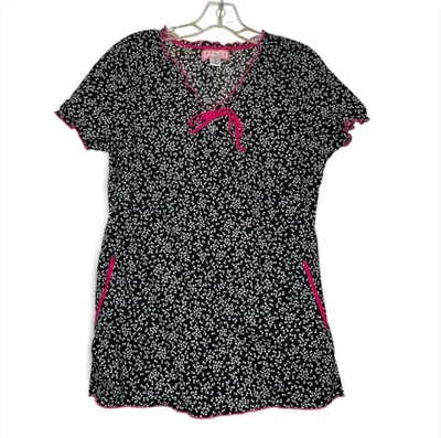 Koi Women's Delany scrub top M Black White Pink Rhinestones - Image 1 of 4