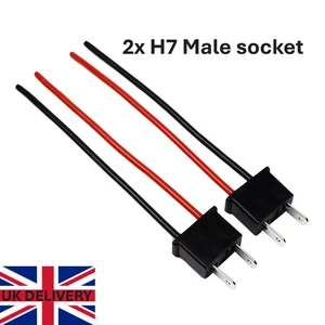 2x H7 Male Sockets Bulb Holders Light LED HID XENON 12-24V Fog Headlight Pigtail - Picture 1 of 9