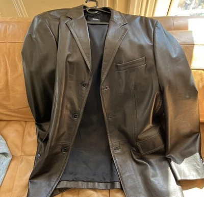 Chaqueta Blazer Abrigo Hugo Boss Aromo Cordero Cuero Suave Pecho Único L Foto 1 de 2