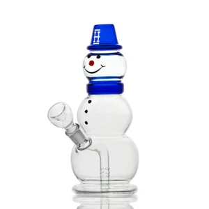 8" Hemper Snowman Mini Water Bubbler Pipe Hookah - BLUE - Picture 1 of 2