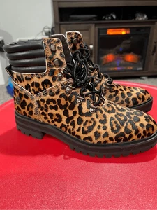 Timberland Damen London Square Cheetah Print Leder Wanderstiefel Größe 7 NEU - Bild 1 von 6