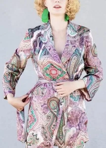 Zara Woman Satin Trouser Suit Multicoloured Paisley Design- SIZE M - Picture 1 of 24